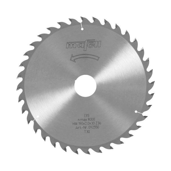 Sägeblatt-HM, 190 x 1,4/2,0 x 30 mm, Z 36, WZ, für universellen Einsatz in Holz