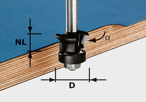 Fase-Bündigfräser HW Schaft 8 mm HW S8 D24/0° +45°