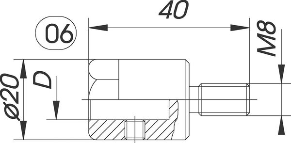 Reduzierfutter f. Dübelbohrer D=10mm AG M8 R