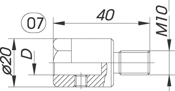 Reduzierfutter f. Dübelbohrer D=10mm AG M10 L