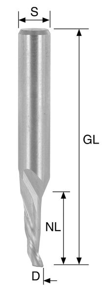 HS-Bohrnutenfräser D=4mm NL=12mm GL=60mm S=8mm
