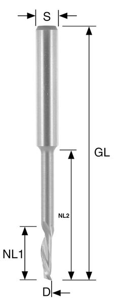 HS-Bohrnutenfräser D=4mm NL=16mm GL=90mm S=8mm