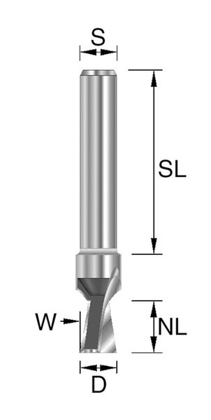 HW-Gratfräser D=9,5mm NL=9,5mm S=8x32mm a=9° Z2