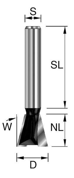 HW-Gratfräser D=14,3mm NL=13,5mm S=8x32mm a=15° Z2