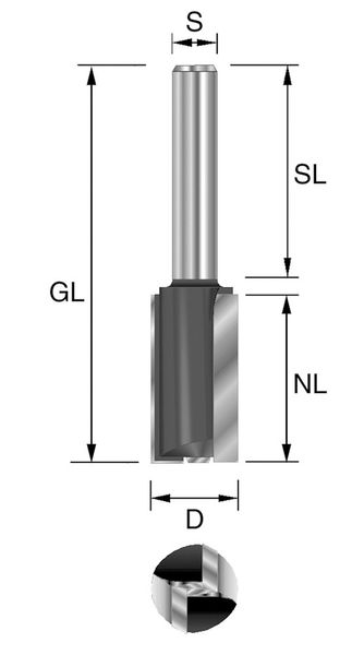 HW-Nutfräser m. GS D=10mm NL=30mm S=8x58mm Z2