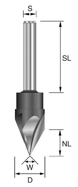HW-Schriftenfräser D=15,1mm NL=13,1mm,S=8mm Z3