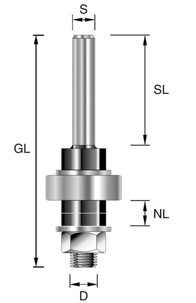 Aufnahmedorn mit Kula D=6,35mm NL=13mm