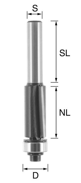 HW-Bündigfräser D=12,7mm NL=25,4mm S=8mm
