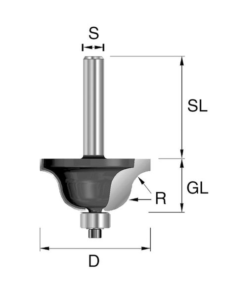 HW-Doppelradiusfräser R=8mm D=43mm S=8mm
