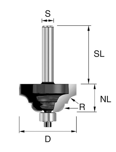 HW-Classic Profilfräser D=38,1mm S=8mm R=6,35mm