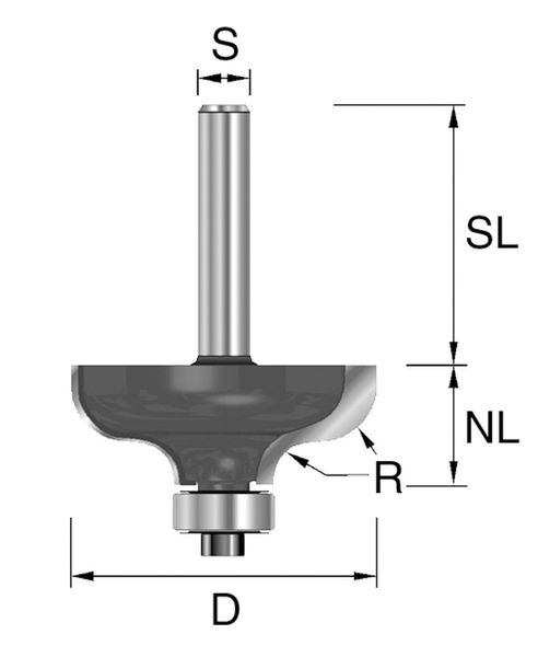 HW-Karnisfräser D=31,8mm NL=12,7mm S=8mm R=4,8mm