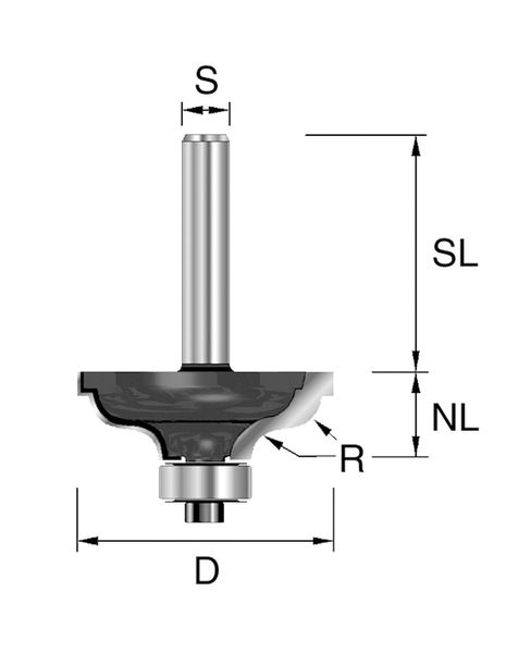 HW-Karnisfräser D=41,3mm NL=17,5mm S=12mm R=6,35mm