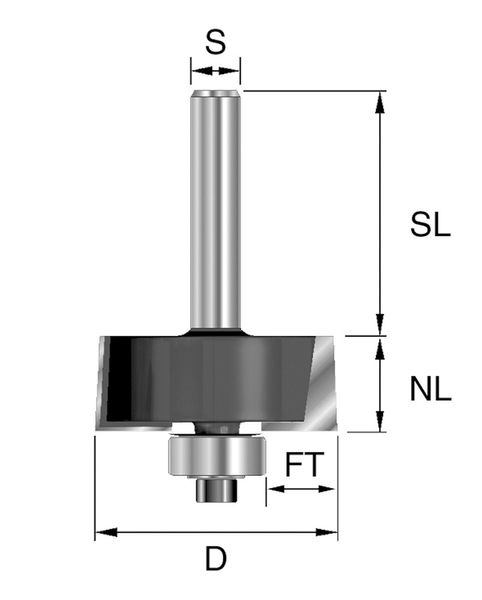 HW-Falzfräser D=31,8mm NL=12,7mm S=12mm Z2