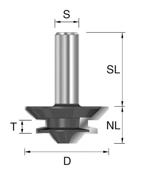 HW-Gehrungsverleimfräser D=38,1mm,NL=12,7mm a=90°