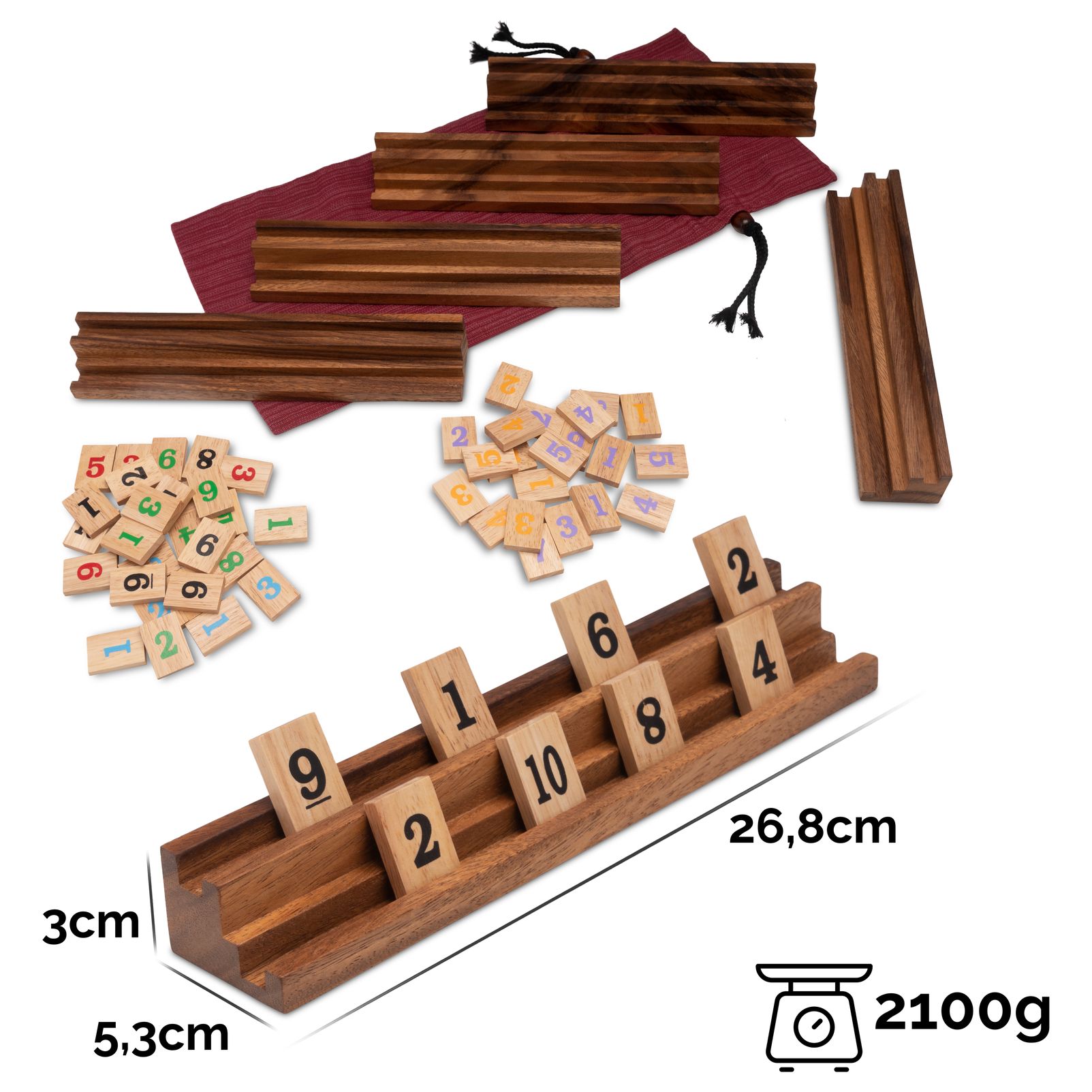Rummy Okey – Großes Legespiel aus Holz für 2 bis 6 Spieler Rummy Okey – Großes Legespiel aus Holz für 2 bis 6 Spieler