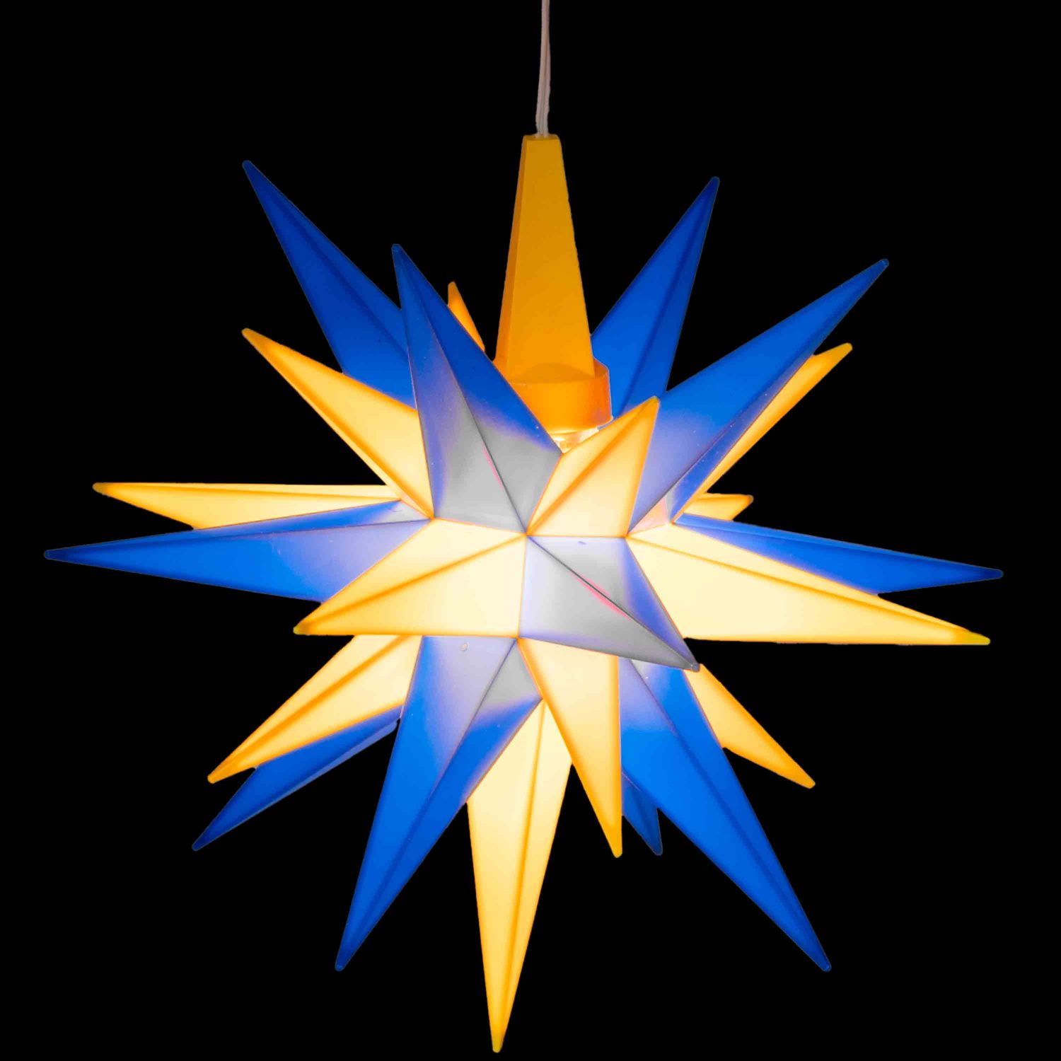 Herrnhuter Stern Kunststoff Ø 13 cm mit LED gelb/blau
