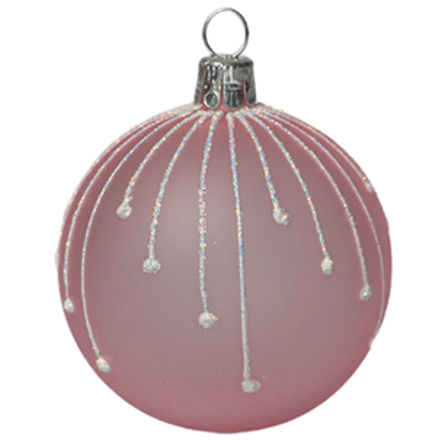 Koulier Christbaumschmuck Glas Kugeln rosa Glitter 6 cm
