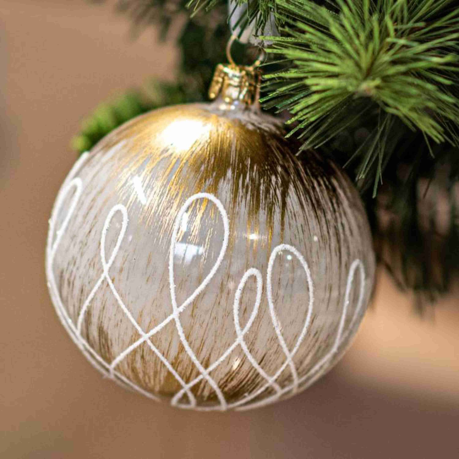 Koulier Christbaumschmuck Glas Oliven 8 cm Kugeln 6 cm bronz