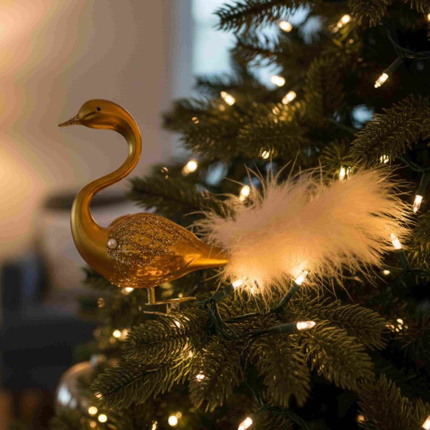 Koulier Christbaumschmuck Schwäne gold Glas 2er-Set