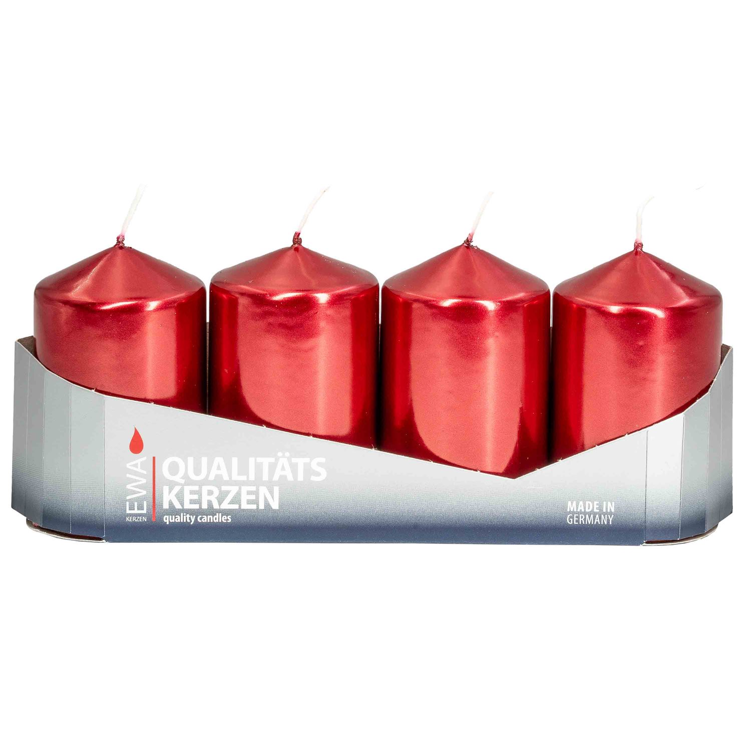 EWA Metallic-Stumpenkerzen Ø 50 mm metallic-rot
