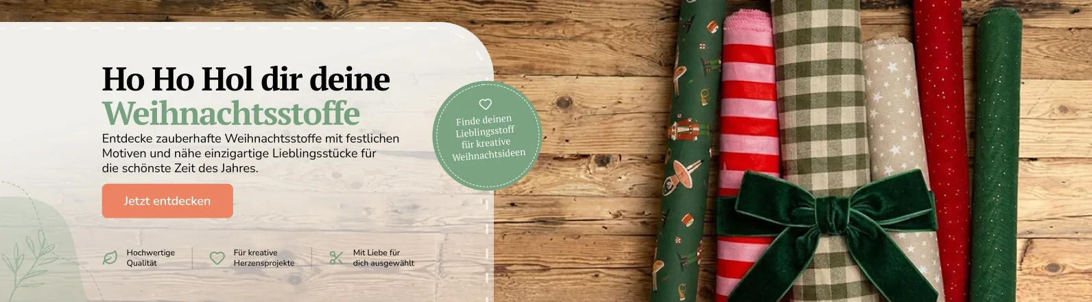 Ho Ho Hol dir deine Weihnachtsstoffe: festliche Stoffe als Meterware für Weihnachtsdeko und Geschenke zum Selbernähen