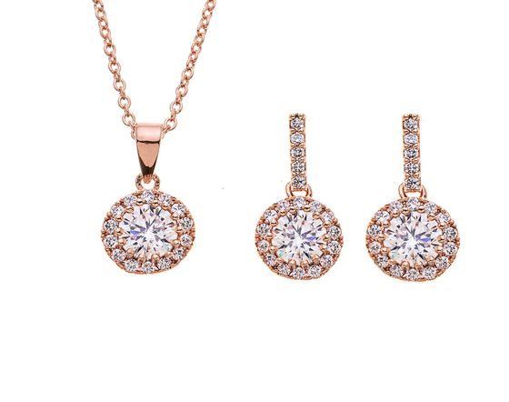 Halskette mit Anhänger und Ohrringen – rosegold