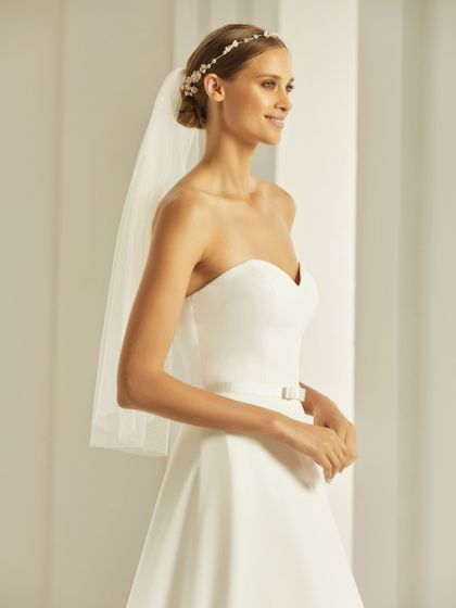 Bianco Evento Brautschleier S302 - Länge 70 cm