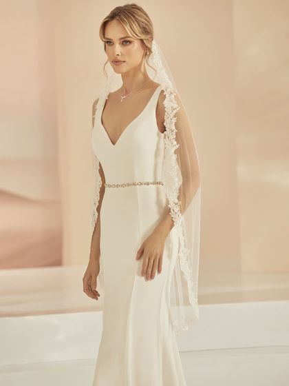 Bianco Evento Brautschleier S409 – Länge 110 cm