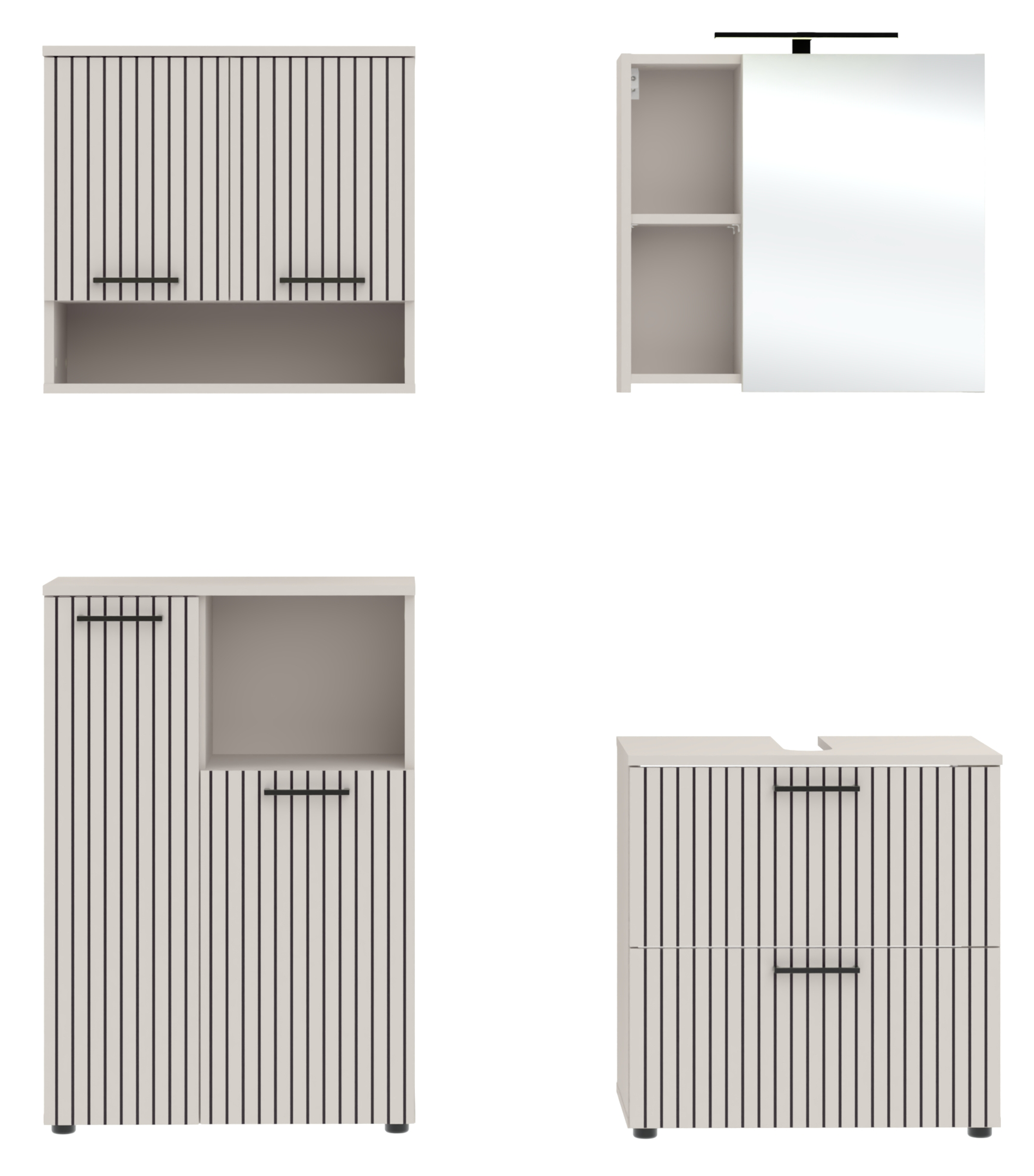 Respekta Badmöbel-Set Tilda 135 cm Kaschmir 4-tlg. LED – Frontansicht 1