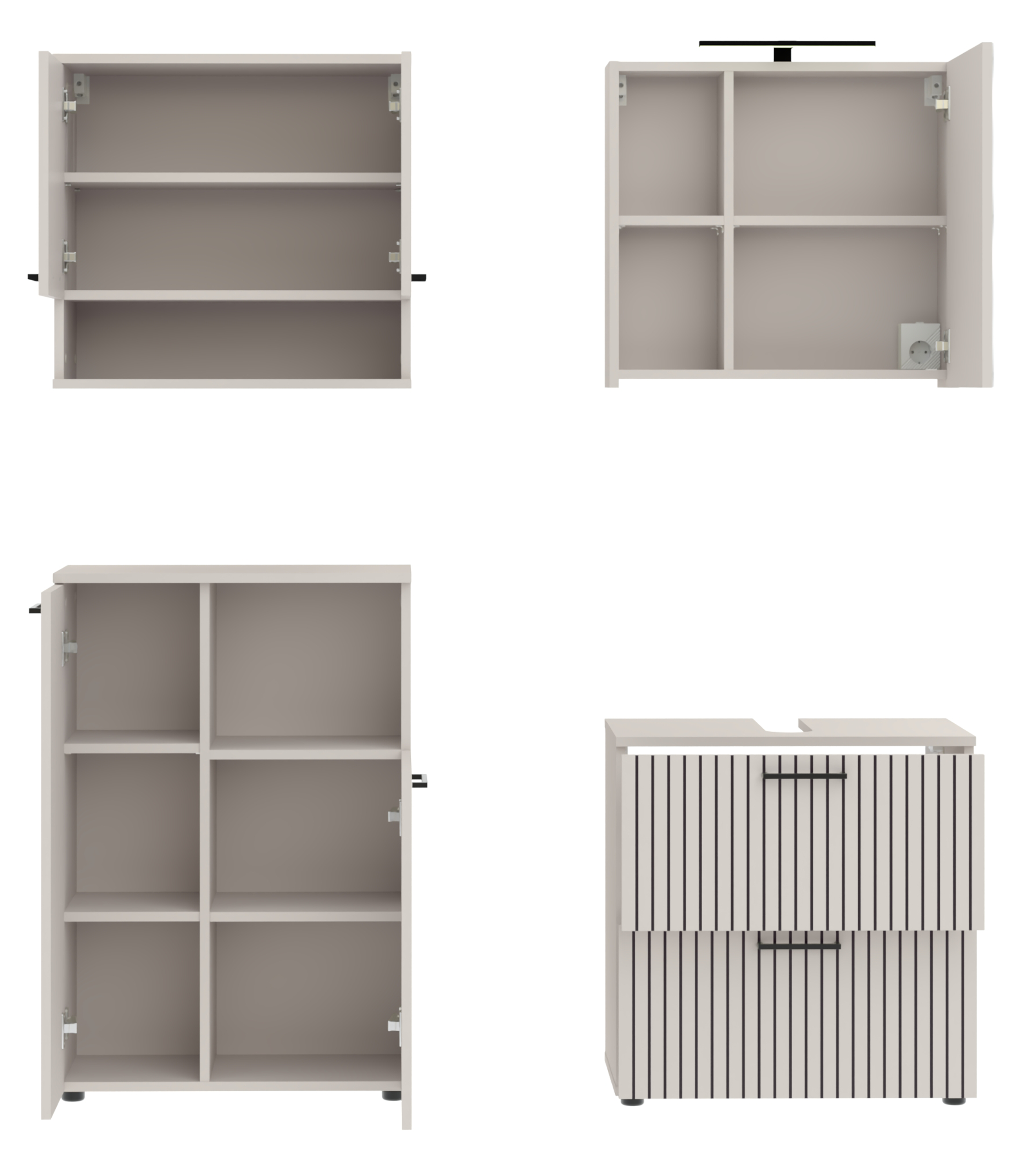 Respekta Badmöbel-Set Tilda 135 cm Kaschmir 4-tlg. LED – Frontansicht 2
