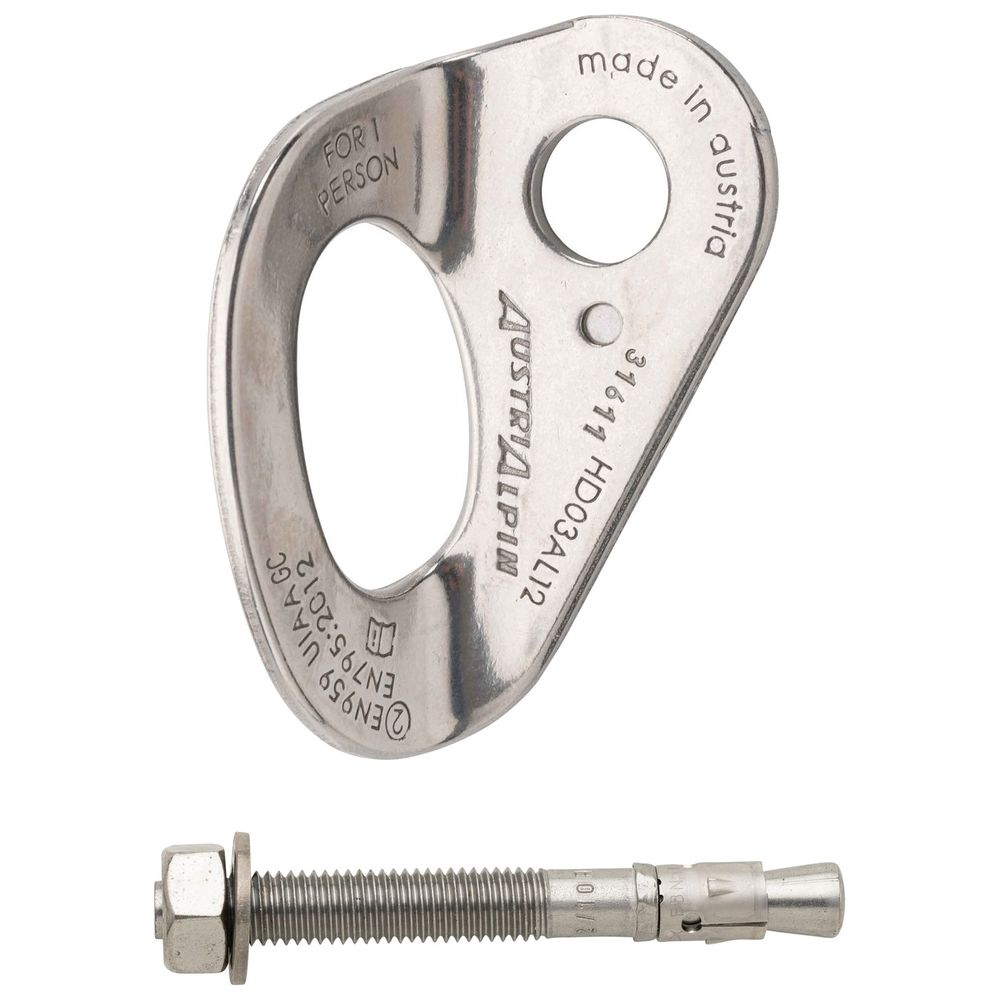 AustriAlpin Bohrhakenlasche + Bolzenanker M12, 106 mm Edelstahl A4 - Bohrhaken +