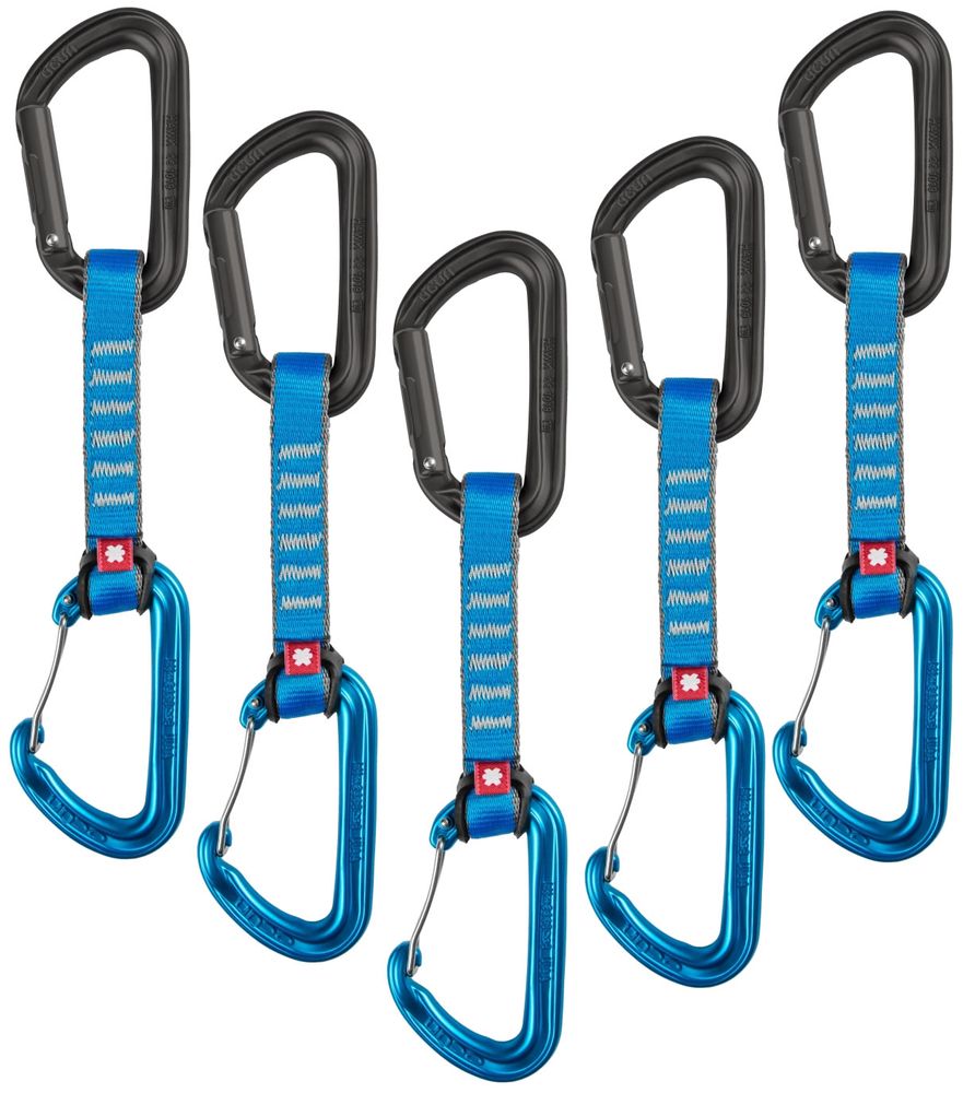 Expressenset Hawk QD Combi PAD 16 - pack 5 Blau Schlingenmaterial - Nylon (PA) Schnapper Art - Gebogen - Gerade Expressschlingenlänge - 100 mm