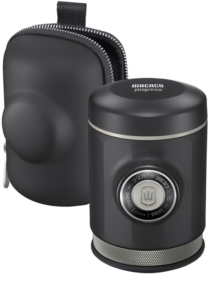 WACACO Picopresso Tragbare Espressomaschine mit Etui, Professionelle Hochwertiger Kaffeemaschine, Kompatibel mit Ultrafein Gemahlener Kaffee, Reisekaffeemaschine, Manuell Bedient, Grau