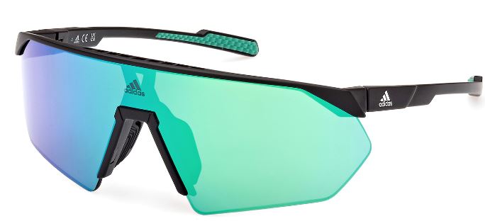 Adidas Sport Damen Adidas Sport SP0076 02Q Sonnenbrillen Plastik Schwarz-undurchsichtig Grün Maske Normal Spiegel