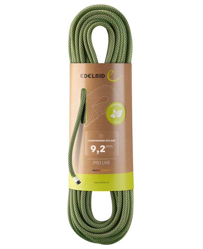 Dynamisches Sportkletterseil Hummingbird Eco Dry 92mm 70M Wasserabweisend Night-Citrus