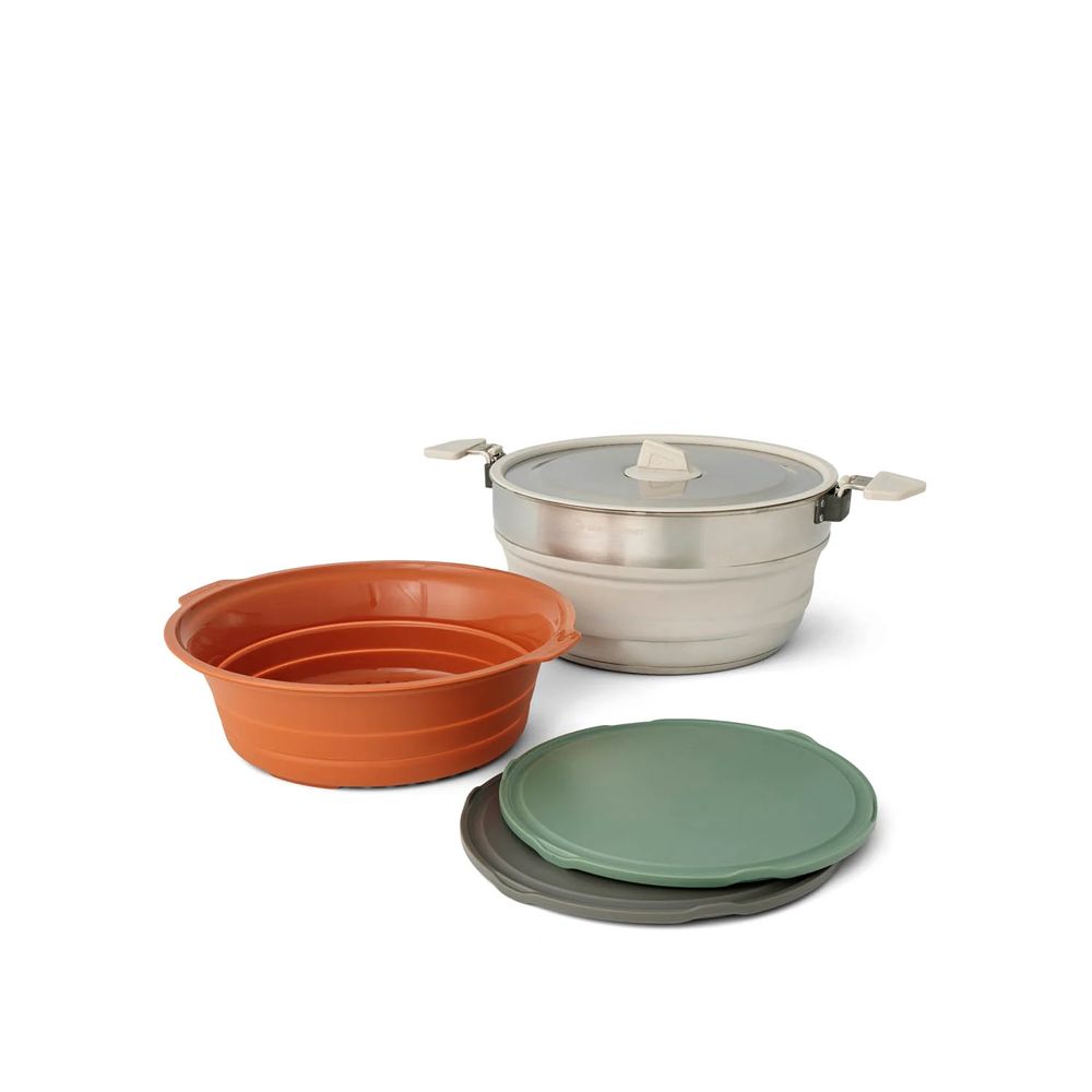 SEATOSUMMIT Detour Essentials Camp Kitchen Kit – Campingtopf mit Sieb und Schneidebrettern (4-teilig)