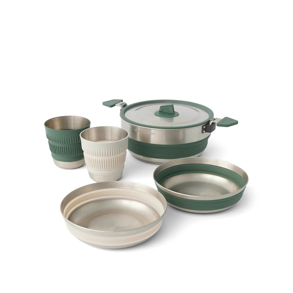 SEATOSUMMIT Detour One Pot Cook Set – Campingkochset mit Edelstahl inkl. Topf, Schalen und Becher (5-teilig)