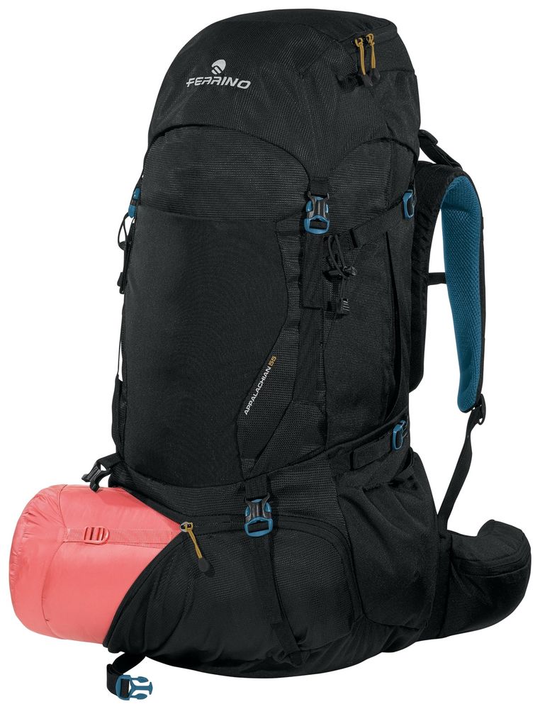 Rucksack Appalachian 55L Schwarz für Trekking mit mehreren Taschen