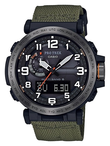 Funkchronograph CASIO PRO TREK Armbanduhren grün (dunkelgrün) Herren Solaruhren Quarzuhr Armbanduhr Herrenuhr Funk Solar Stoppfunktion digital