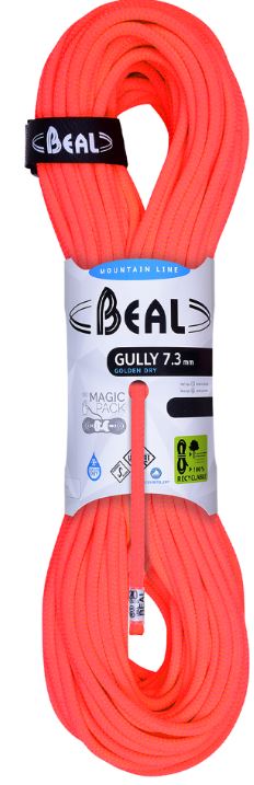 Kletterseil 73mm Gully Unicore - Golden Dry orange 50 m Seildurchmesser - 71 - 75 mm Seilfarbe - Orange Seillänge - 50 m Seilvariante - Halbseil