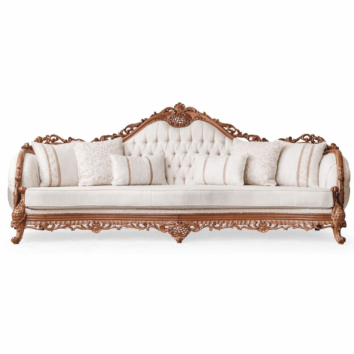 Canapé de salon baroque de luxe Casa Padrino – GrisMarronArgent – ​​295 cm – Mobilier baroque – 132038_5