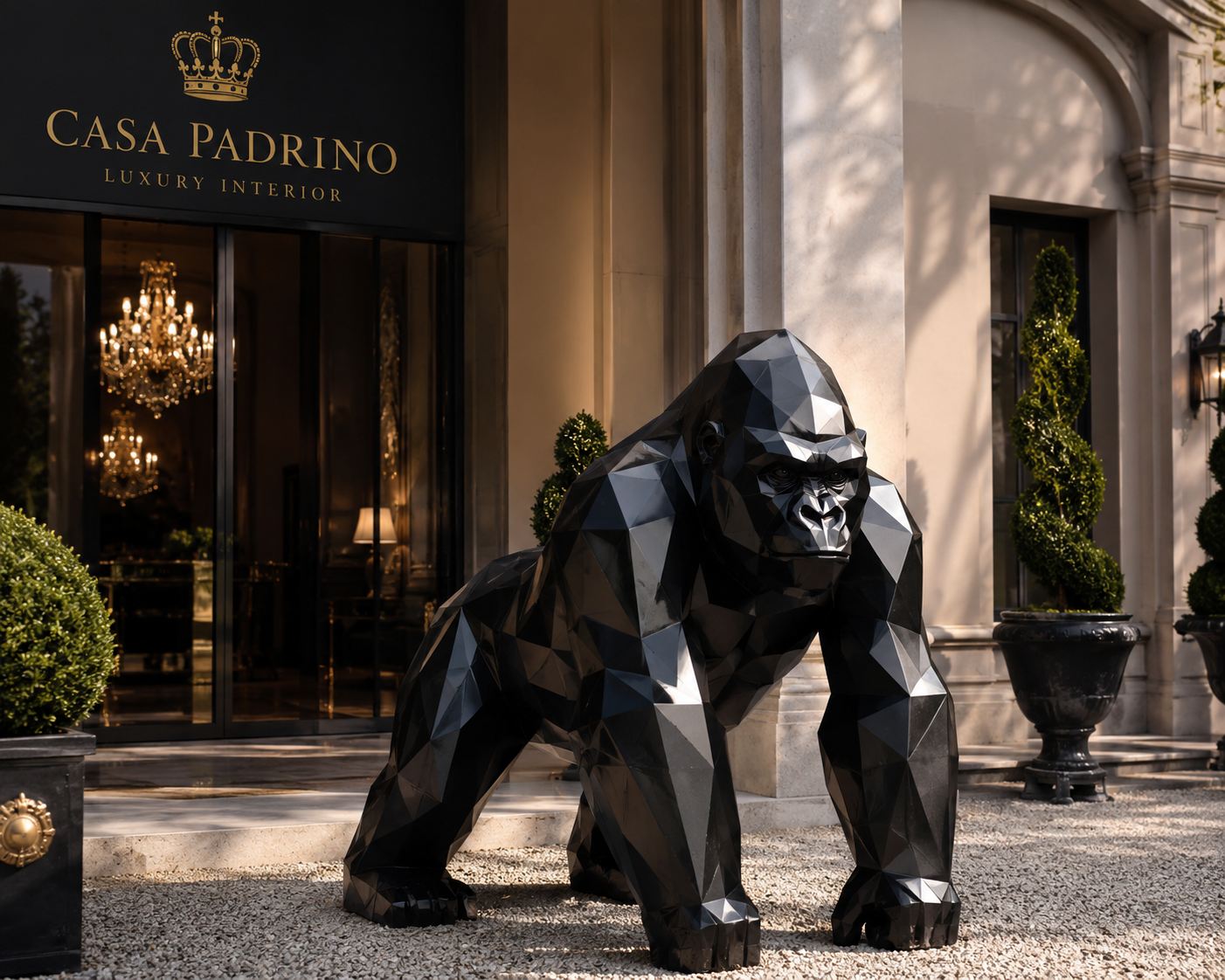Luxury Lifesize Gorilla Sculpture Modern Art Designer by Casa Padrino