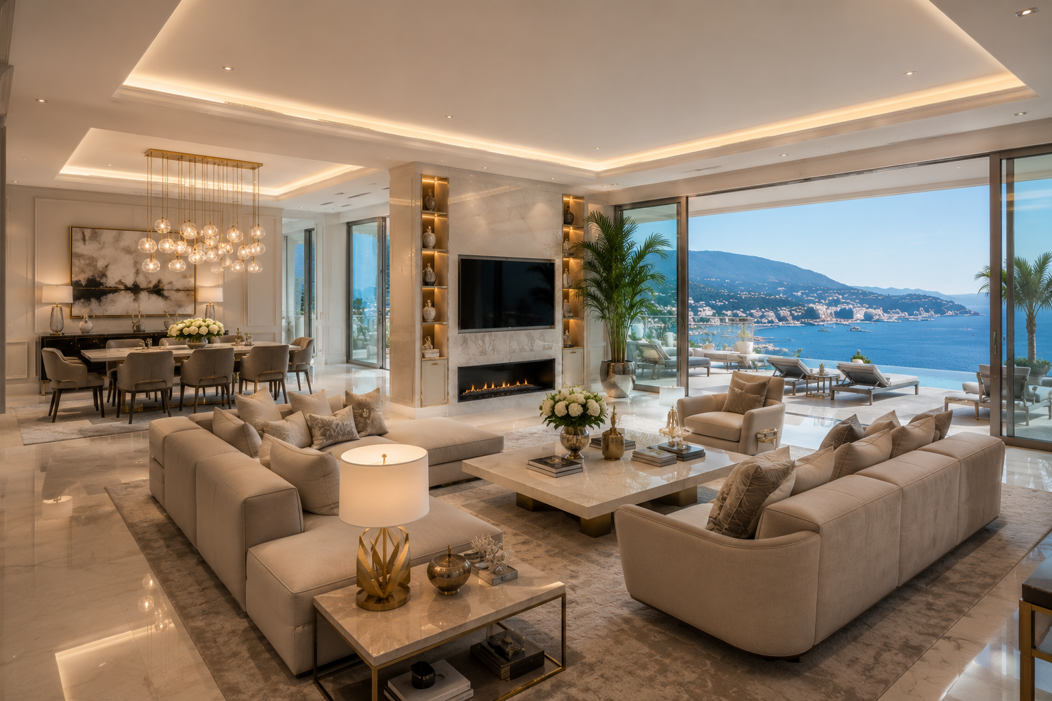 Luxury Villa Interior - High Class Living Room and Dining Room by Casa Padrino