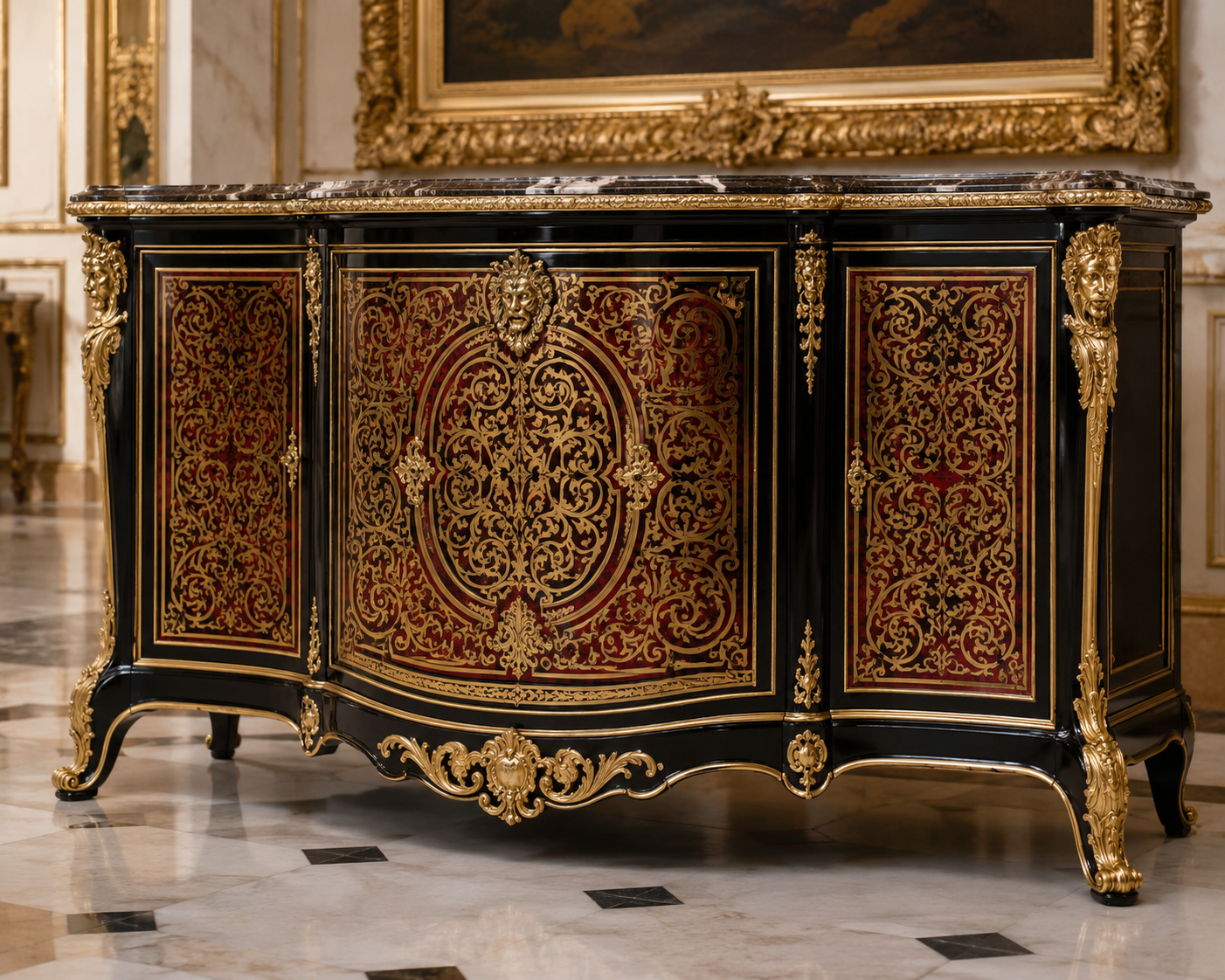 luxury boulle chest of drawers palace furniture commode by Casa Padrino