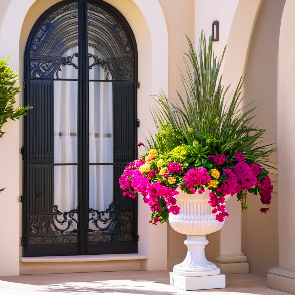 Antike Amphore als Pflanzkübel und Blumenkübel im mediterranen Garten von Casa Padrino