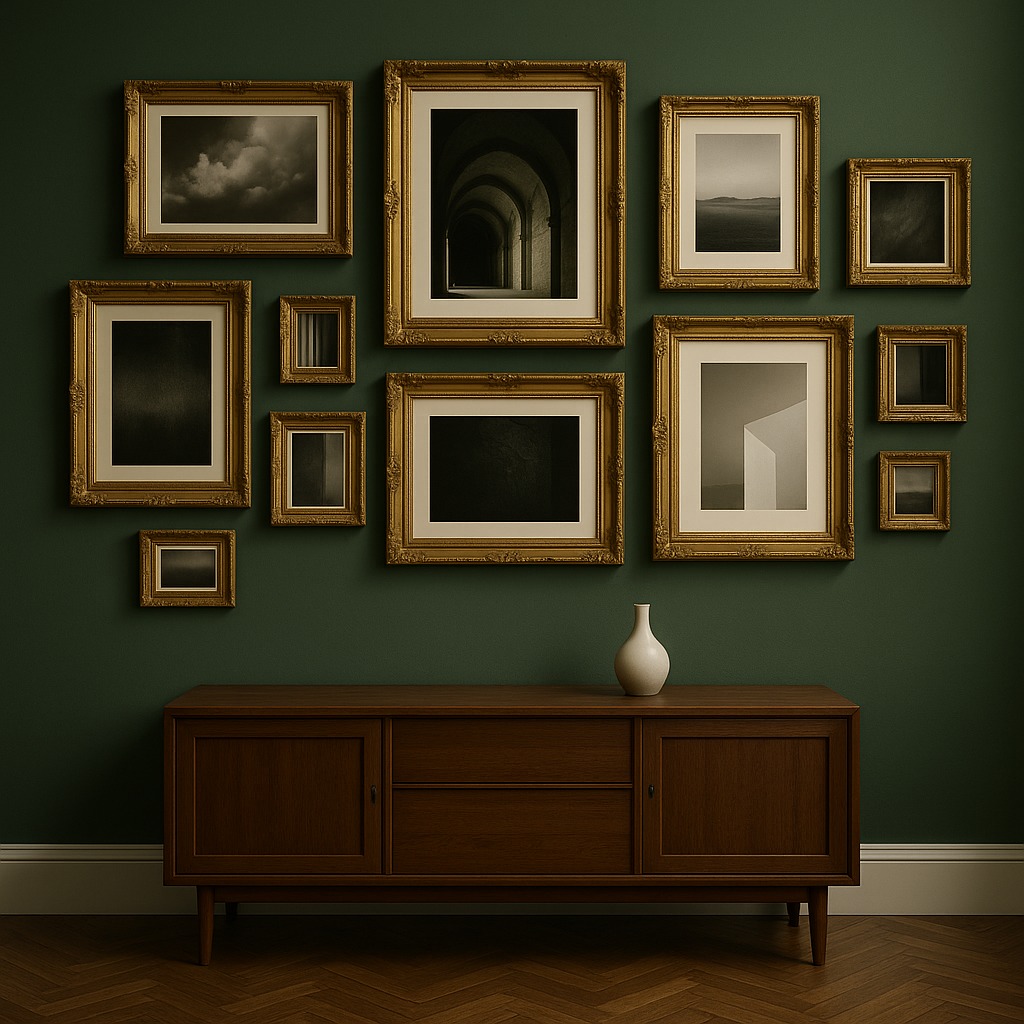 Goldene Barock Bilderrahmen als Galeriewand in einem Salon von Casa Padrino
