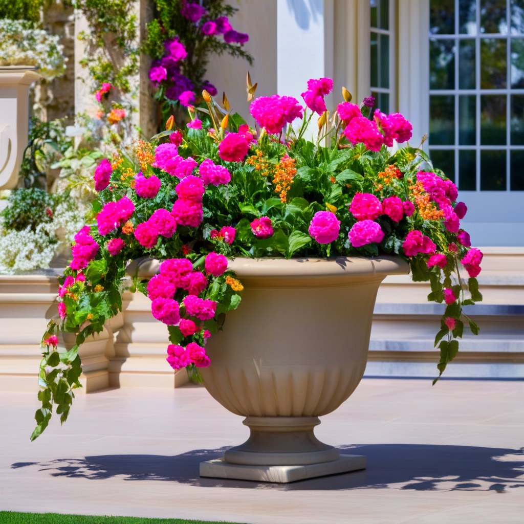 Barock Blumenkübel in Form einer Urne im herrschaftlichen Schlossgarten von Casa Padrino