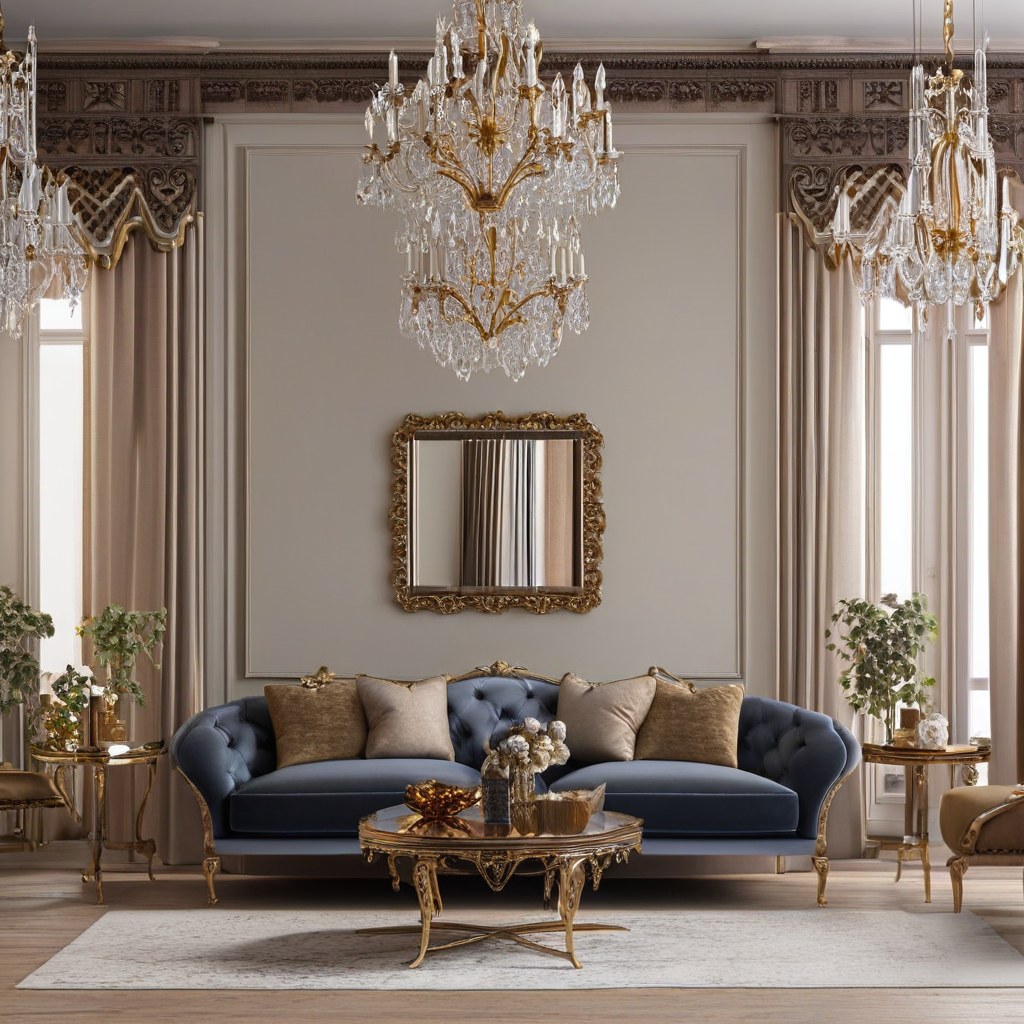 Barock-Ensemble in einer Hotel-Lobby mit goldenen Sesseln und Marmorboden