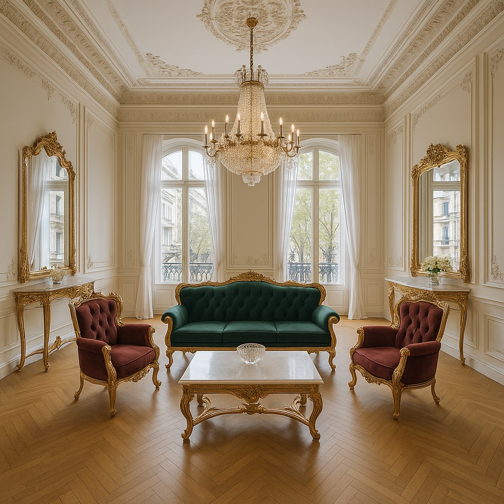 Барокна гарнитура Casa Padrino са позлаћеним фотељама у српском ентеријеру