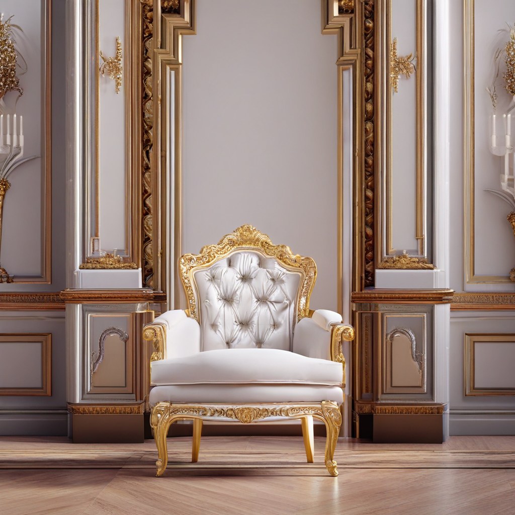 Goldener Barock Thron Sessel mit hoher Rückenlehne für ein VIP Interview von Casa Padrino